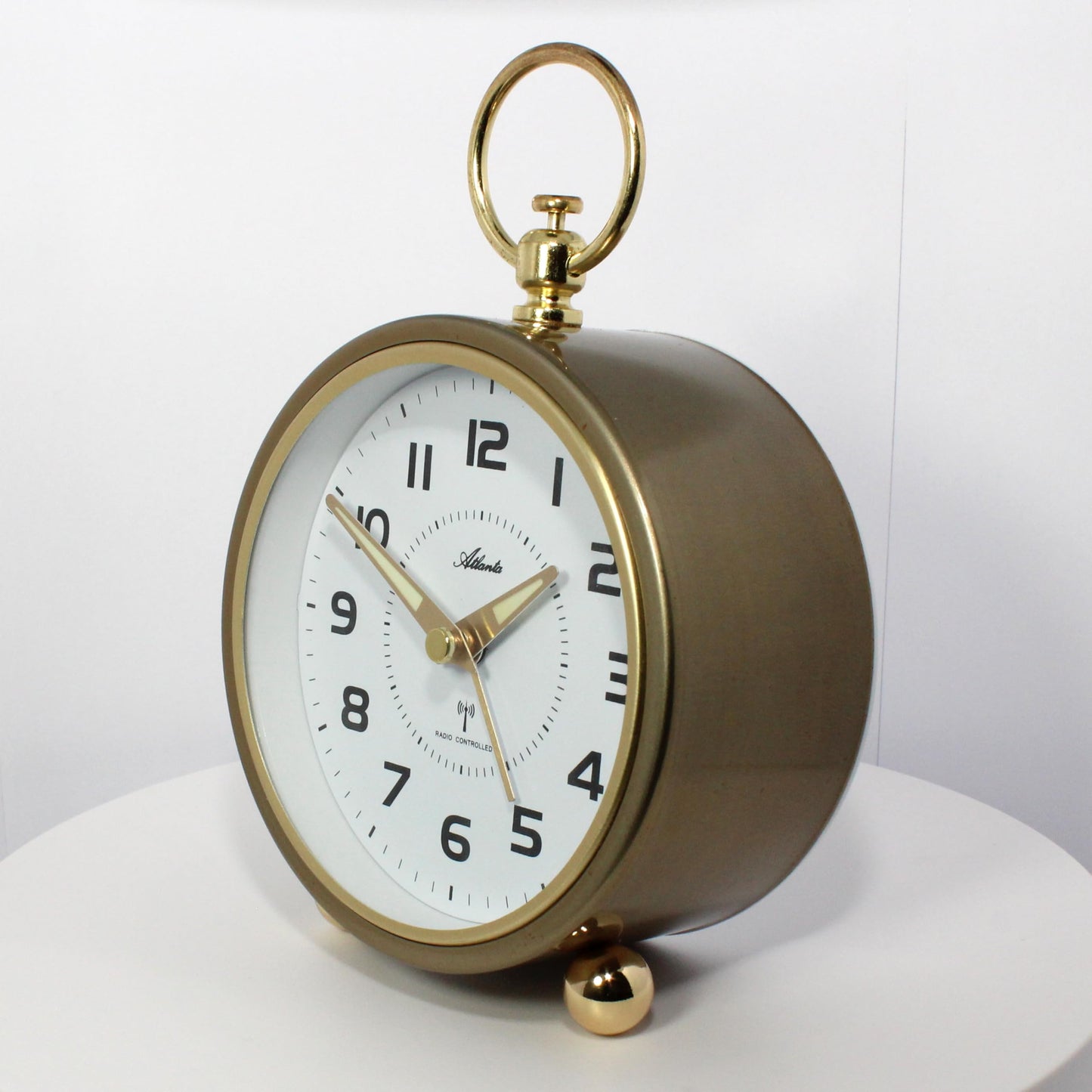 Atlanta Großer Funkwecker Retro Design Metallgehäuse Analog Licht Snooze Crescendo Zahlen - 1836/9 (Gold)