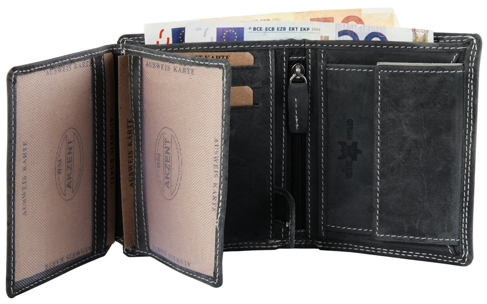 Herren Geldbörse aus Echtleder Schwarz mit RFID-Funktion