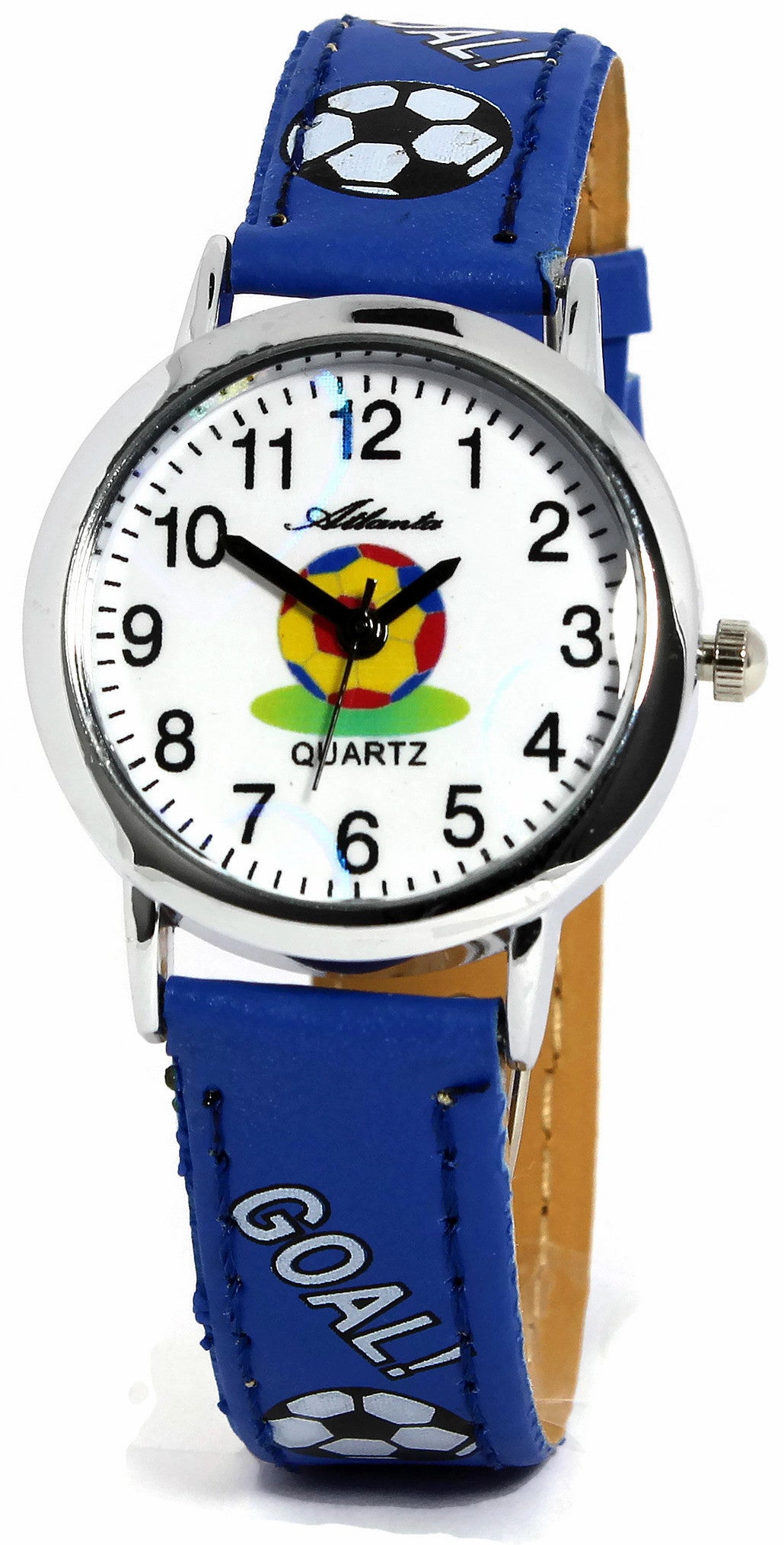 Kinderwecker ohne Ticken Blau + Armbanduhr für Jungen - Atlanta 1967/5 KAU