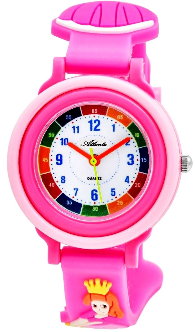 Im SET: Kinderwecker + Armbanduhr Prinzessin Rosa Mädchen - Atlanta 1953/17 KAU