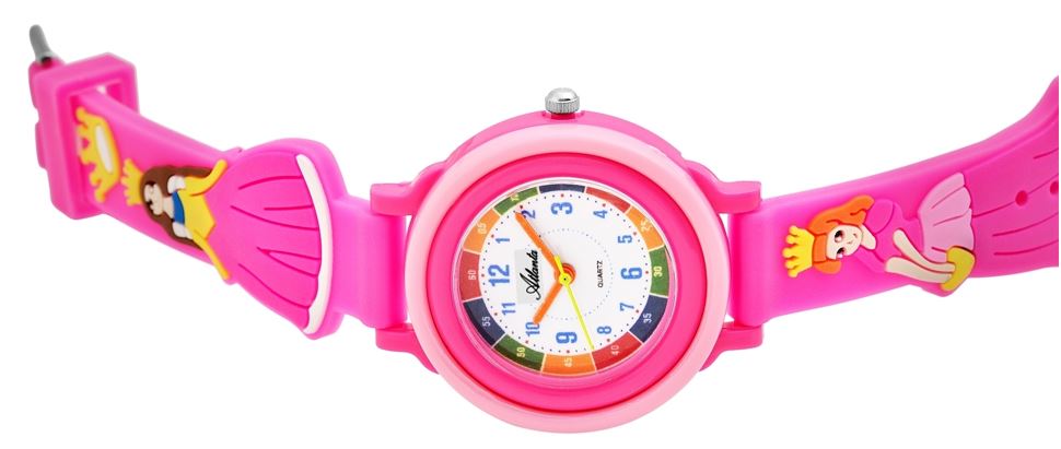 Im SET: Kinderwecker + Armbanduhr Prinzessin Rosa Mädchen - Atlanta 1953/17 KAU