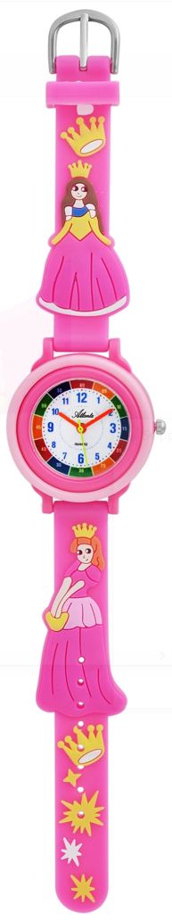 Im SET: Kinderwecker + Armbanduhr Prinzessin Rosa Mädchen - Atlanta 1953/17 KAU