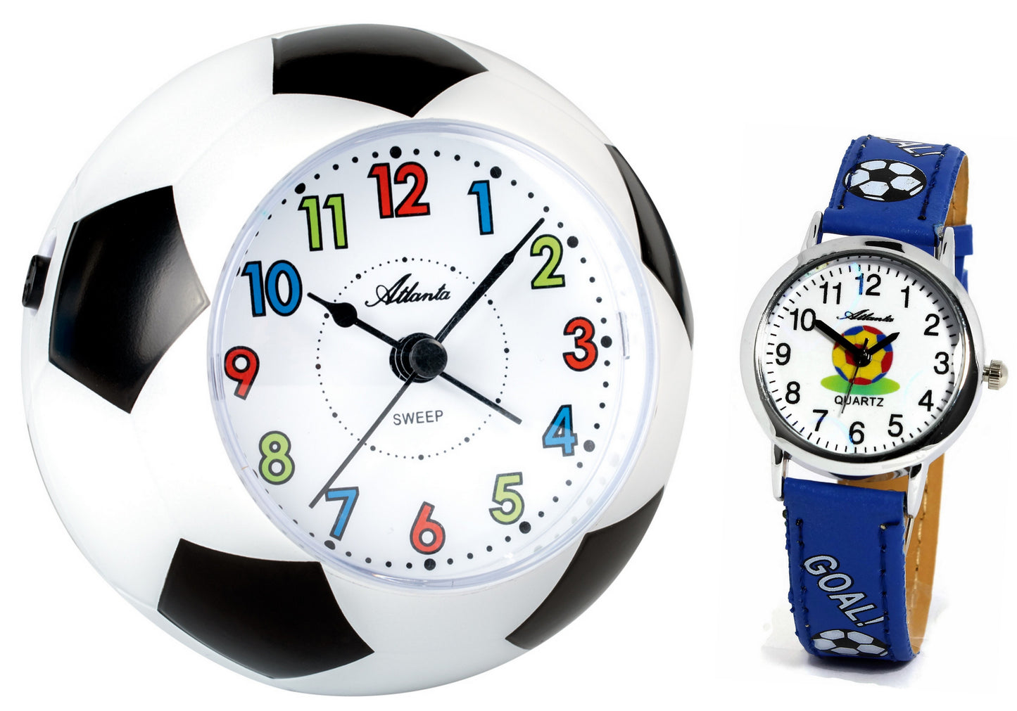 Kinderwecker ohne Ticken Fußball Musik WM + Kinderarmbanduhr - Atlanta 1199 KAU - Kinderwecker - R & S Electronic GmbH
