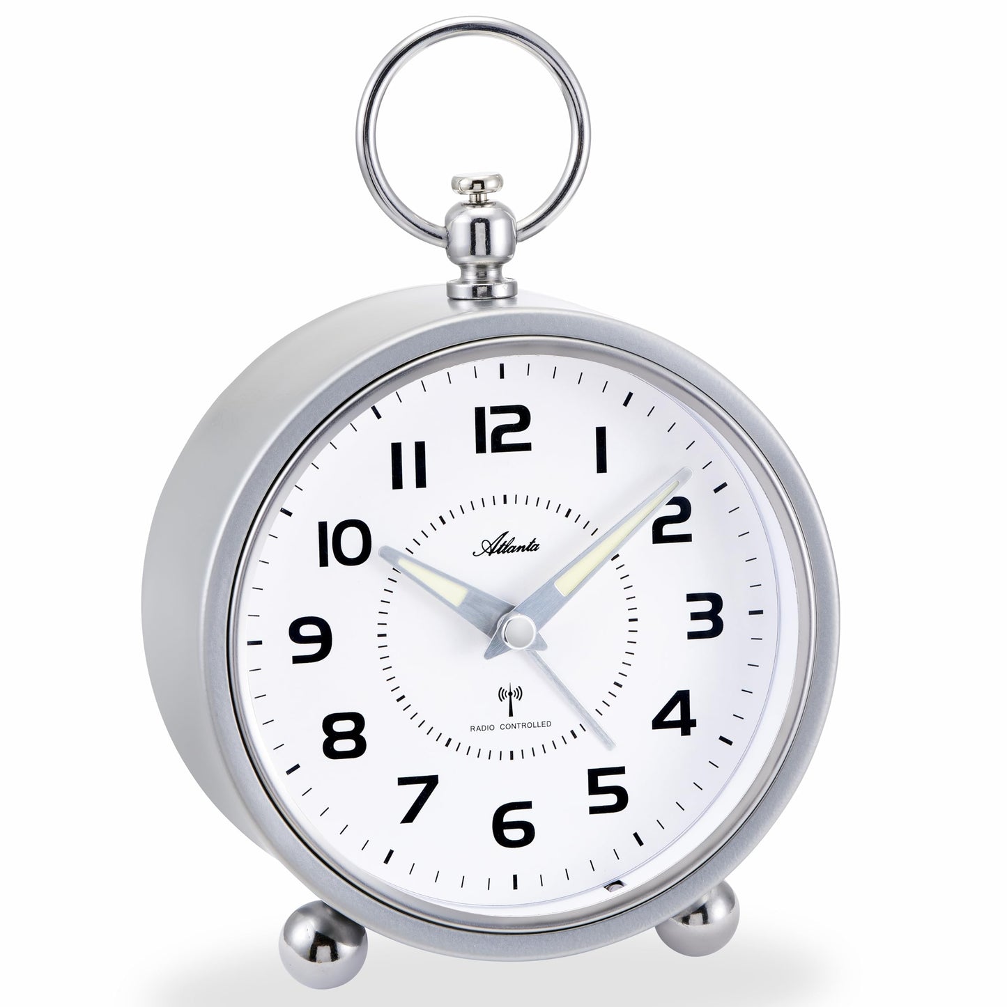 Atlanta Großer Funkwecker Retro Design Metallgehäuse Analog Licht Snooze Crescendo Zahlen - 1836/19 (Silber) - clock - R & S Electronic GmbH