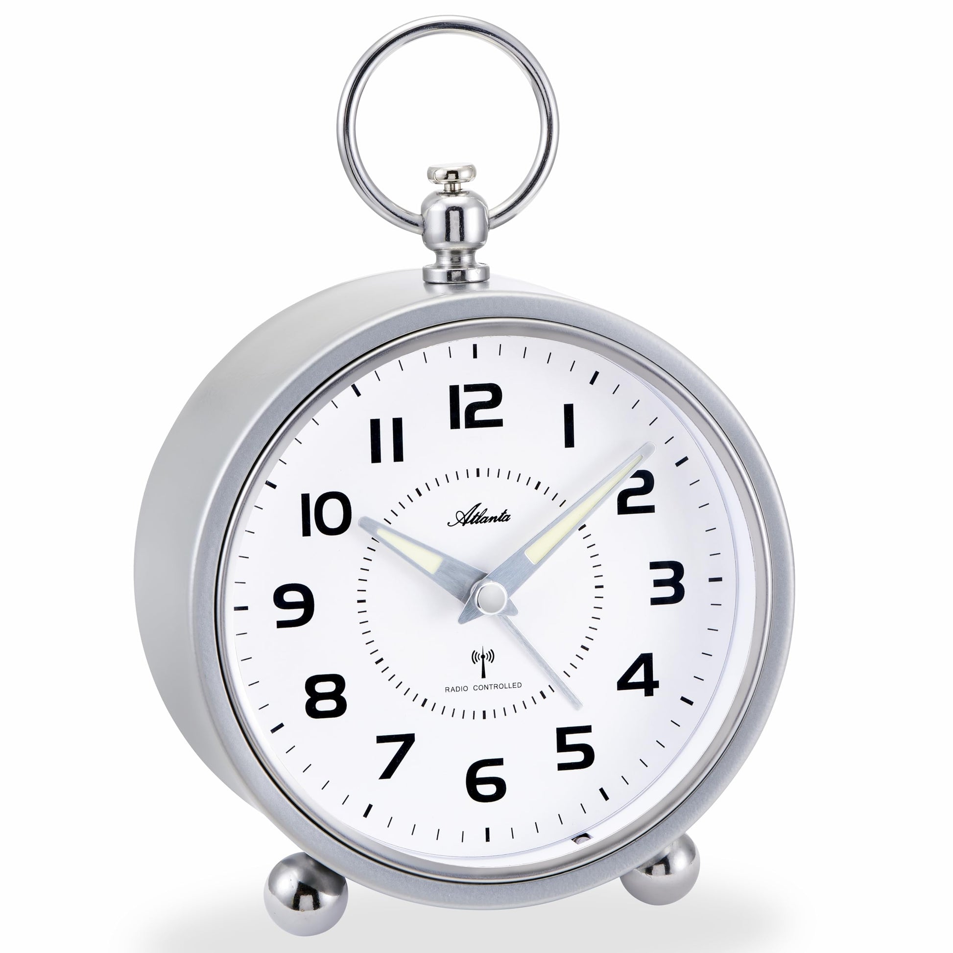 Atlanta Großer Funkwecker Retro Design Metallgehäuse Analog Licht Snooze Crescendo Zahlen - 1836/19 (Silber) - clock - R & S Electronic GmbH