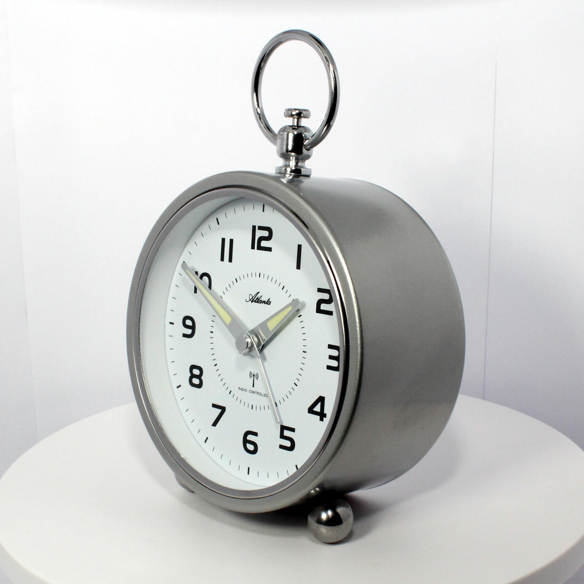 Atlanta Großer Funkwecker Retro Design Metallgehäuse Analog Licht Snooze Crescendo Zahlen - 1836/19 (Silber) - clock - R & S Electronic GmbH