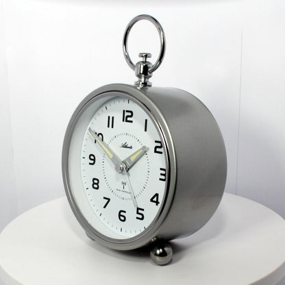 Atlanta Großer Funkwecker Retro Design Metallgehäuse Analog Licht Snooze Crescendo Zahlen - 1836/19 (Silber) - clock - R & S Electronic GmbH