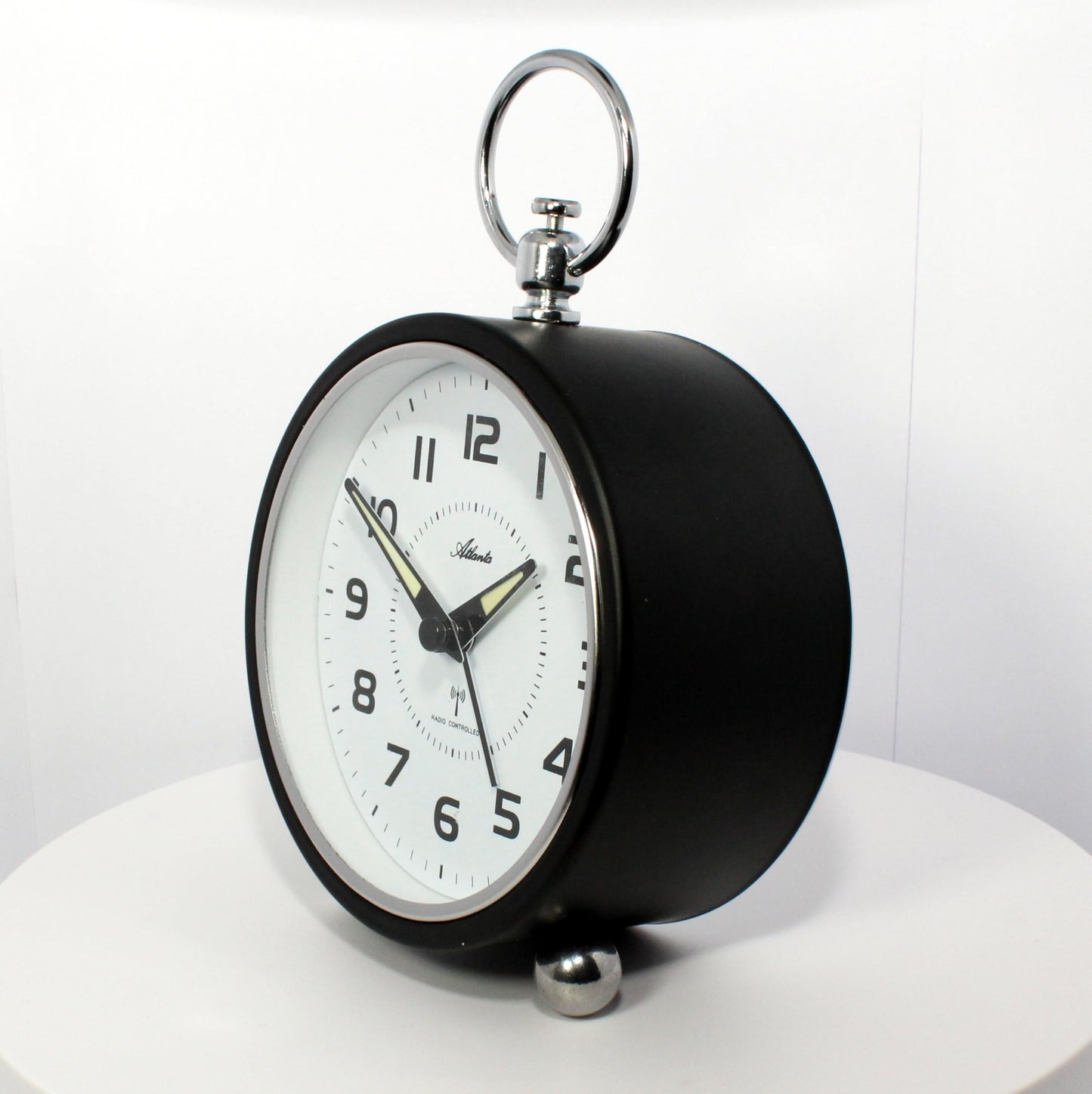 Atlanta Großer Funkwecker Retro Design Metallgehäuse Analog Licht Snooze Crescendo Zahlen - 1836/7 (Schwarz)