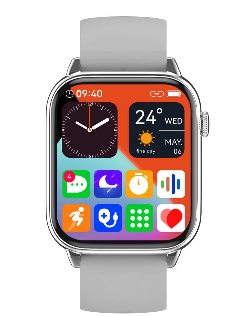 ATLANTA Fitnesstracker mit Herzfrequenz Puls Blutdruck EKG Freisprechen Schlaf Schritte Farbdisplay Smartwatch Armband Uhr mit Silikonband - 9724/4 (Grau)
