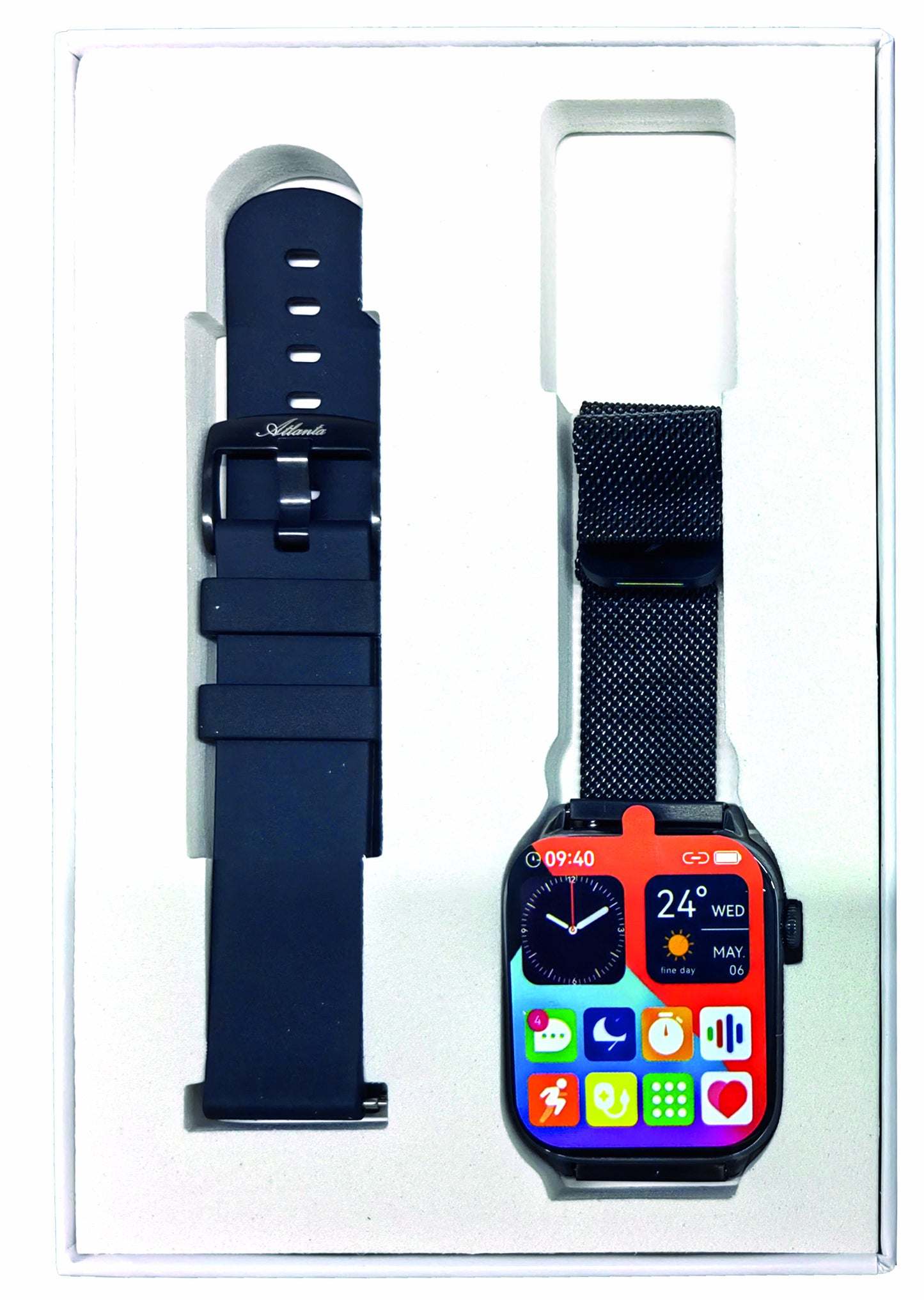 ATLANTA Fitnesstracker mit Herzfrequenz Puls Blutdruck EKG Freisprechen Schlaf Schritte Farbdisplay Smartwatch Armband Uhr mit Wechselband - 9725/7