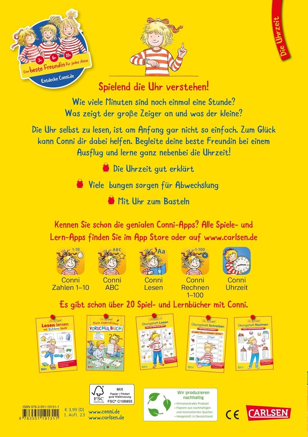 SET Kinderwecker mit Lernbuch Conni Uhrzeit lernen Rosa Mädchen - ATLANTA 1953/17 BU - Kinderwecker - R & S Electronic GmbH