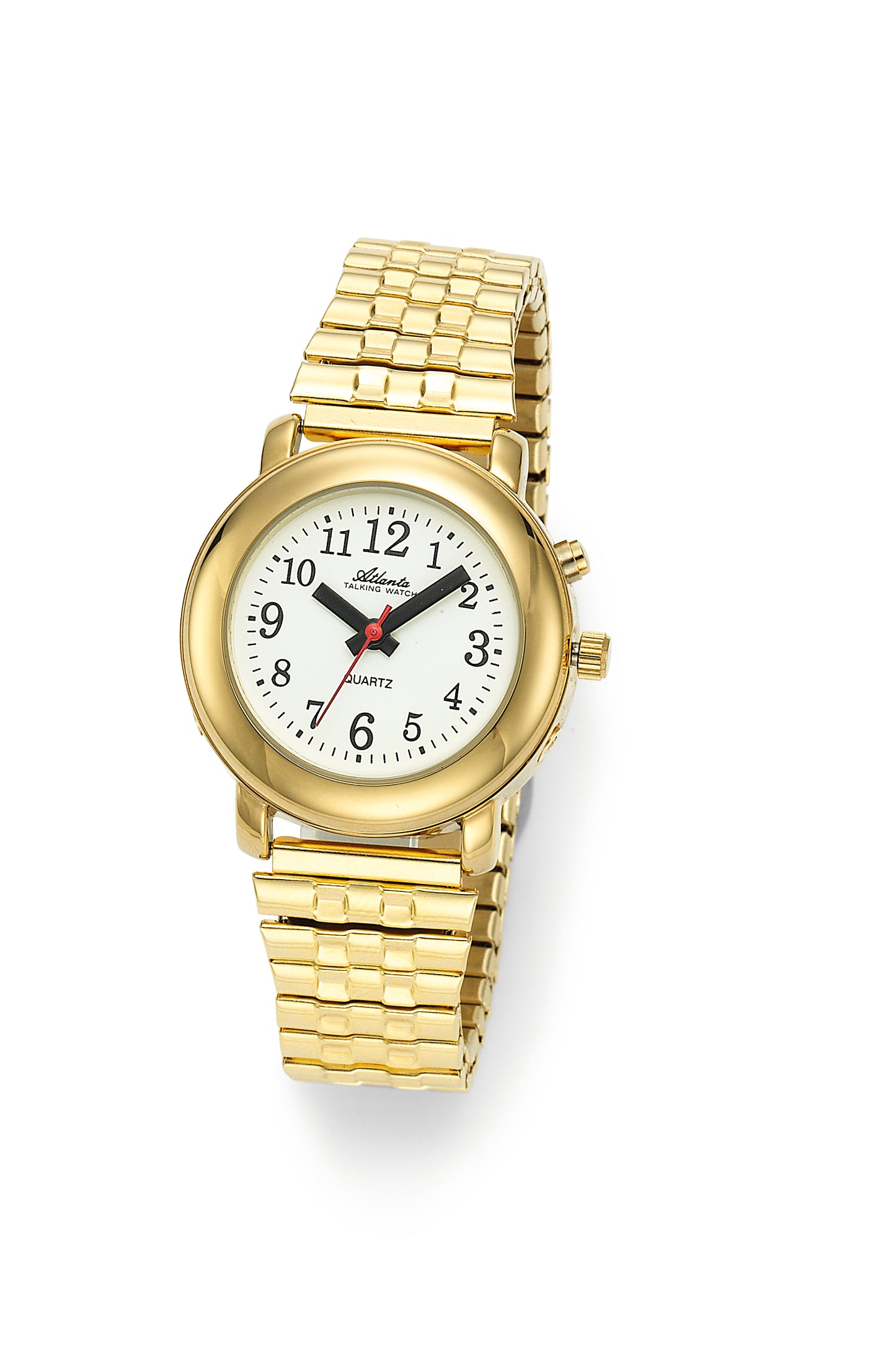 Sprechende Armbanduhr Damenuhr Analog Blindenuhr mit Zeitansage, Flex-Metallband Gold - 8915-9 - R & S Electronic GmbH