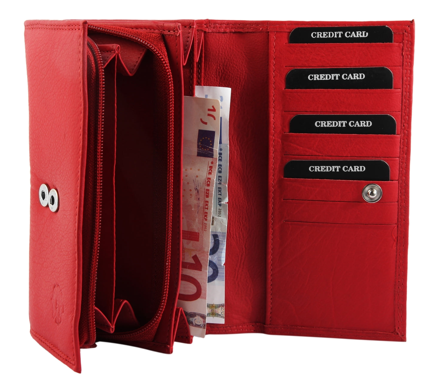 Damen Geldbörse aus Echtleder Rot mit RFID-Funktion