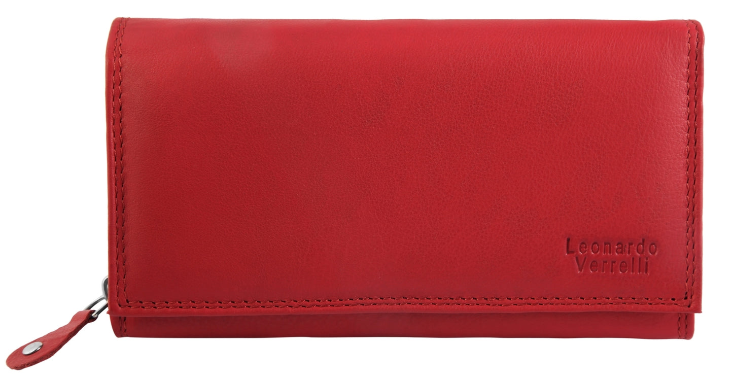 Damen Geldbörse aus Echtleder Rot mit RFID-Funktion